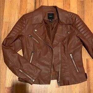 Brown Faux Leather Jacket
